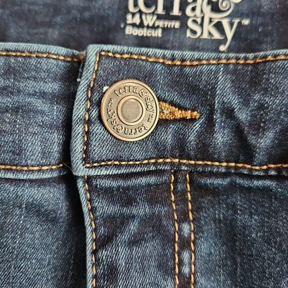 Terra & Sky Jeans Women's 14WP (34x29) Petite Core Bootcut Dark Wash Blue - Picture 14 of 16